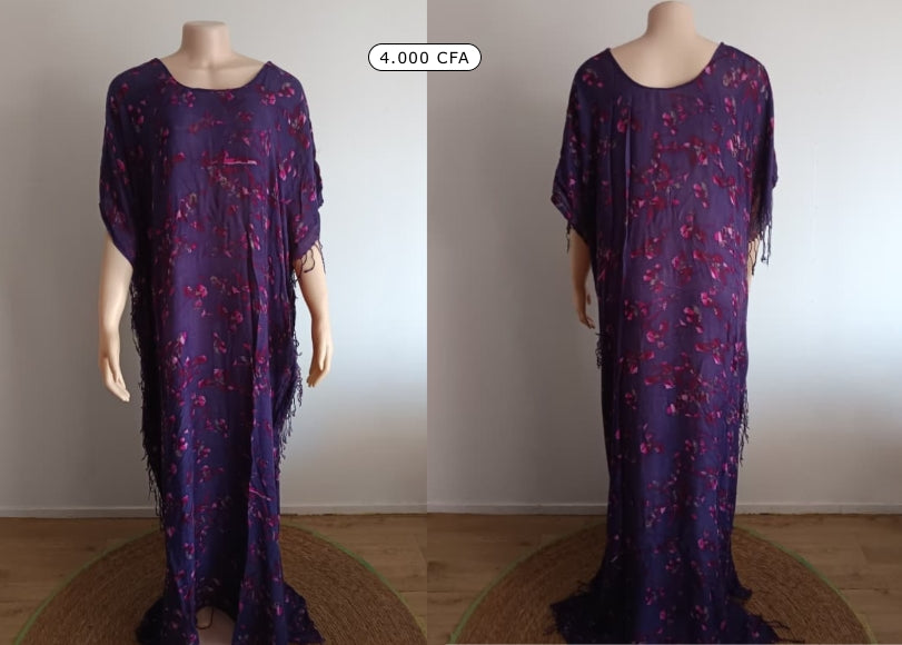 Boubou coton long violet-rose